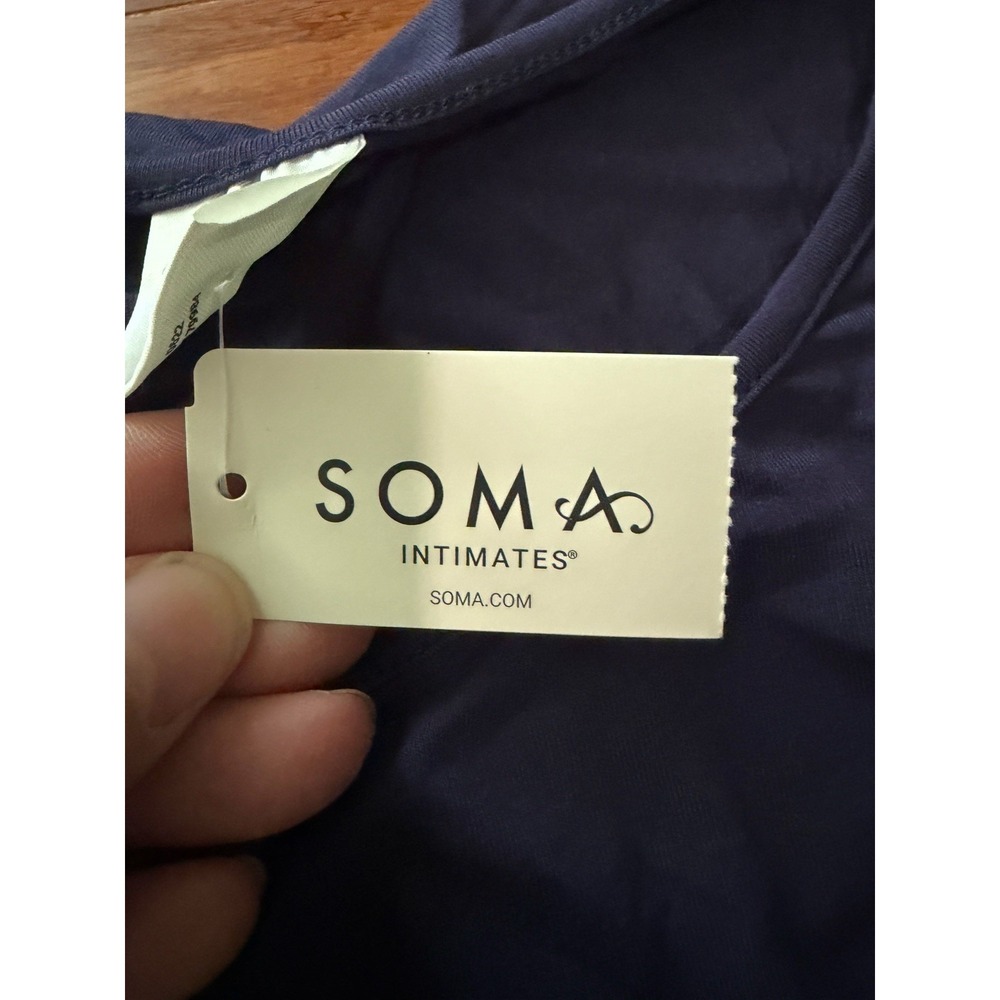 NWT Soma Women's Cool Nights Navy Blue Long Sleeve Top And Print Bottoms Sz XL - Picture 3 of 10